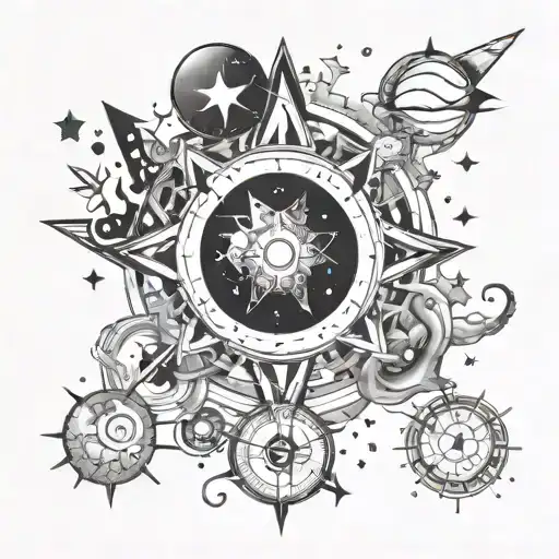 Cosmic magic symbols tattoo design idea