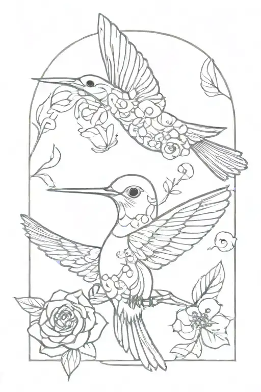 sugar skull humming bird tattoo design idea