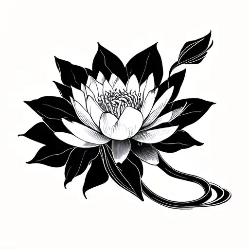 neo japanese lotus flower tattoo design idea