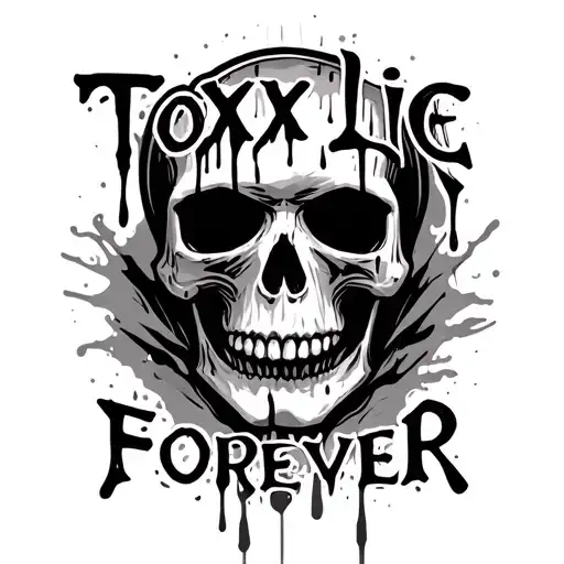 "Toxic Life Forever" toxic Skull Who has blood tattoo design idea