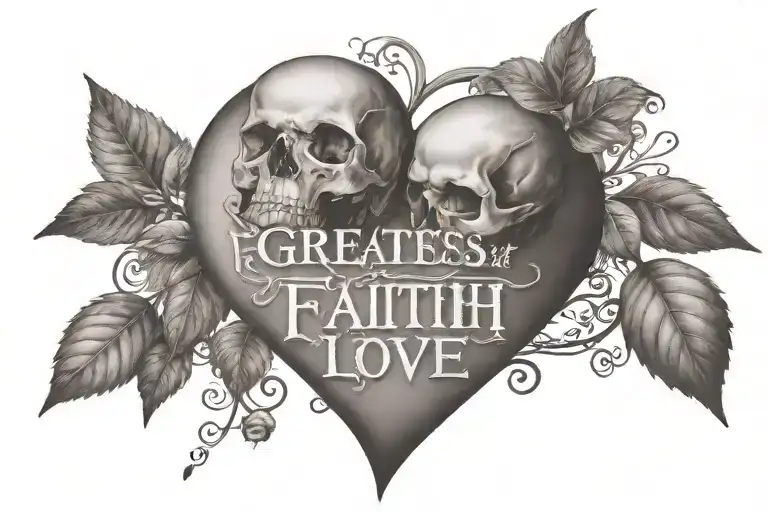 A tattoo design incorporating the Bible verse Corinthians 13:13 ('And now these three remain: faith, hope, and love. But the greatest of these is love') in a creative and artistic way tattoo design idea
