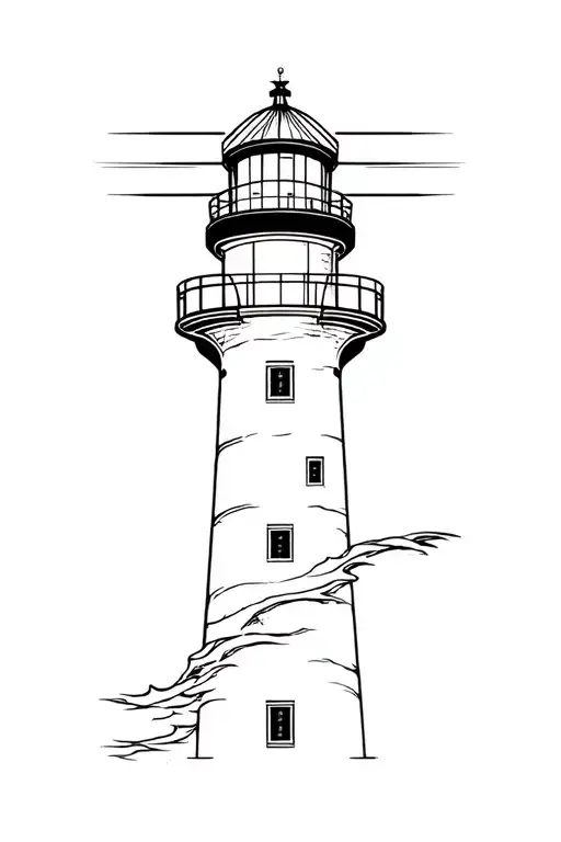 Lighthouse ocean tattoo design idea