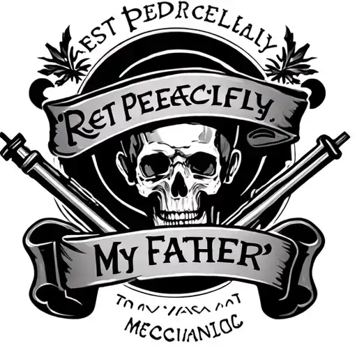 "Rest peacefully my father " Mechanic Memorial tattoo design idea