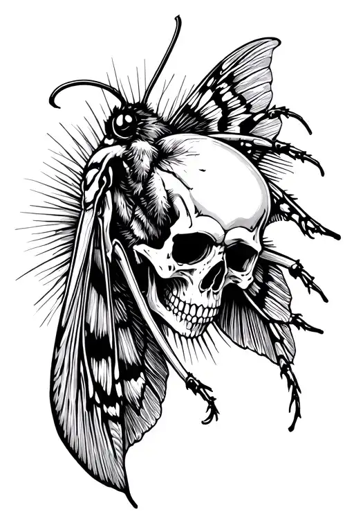 moth with a skull wearing tattoo design idea