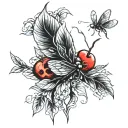 flames, mosquito, apple tree tattoo design idea
