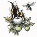 flames, mosquito, apple tree tattoo design idea