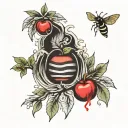 flames, mosquito, apple tree tattoo design idea