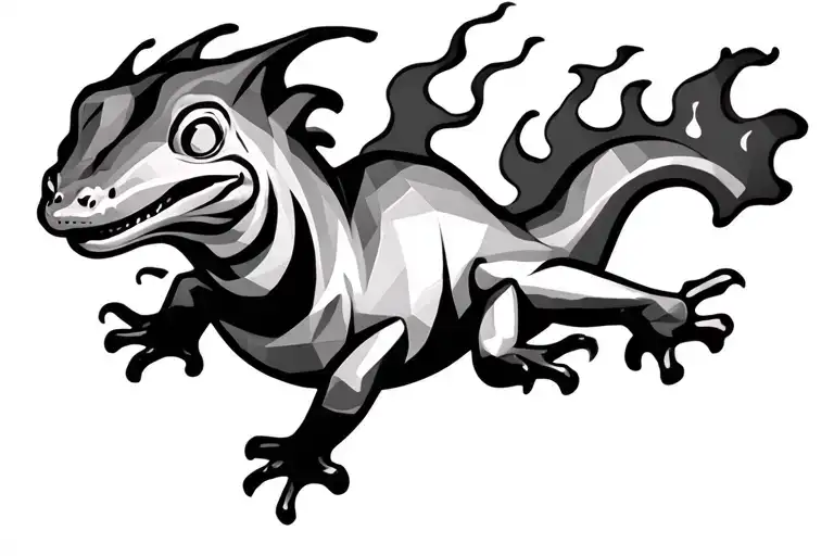 salamander on fire geometric style tattoo tattoo design idea