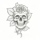 skull rose goth tattoo design idea