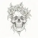 skull rose goth tattoo design idea