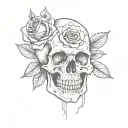 skull rose goth tattoo design idea