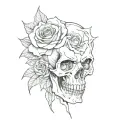 skull rose goth tattoo design idea