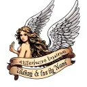 Angel and first name wing tattoo design idea