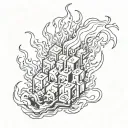 ice cube on fire flames tattoo design idea