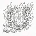 ice cube on fire flames tattoo design idea