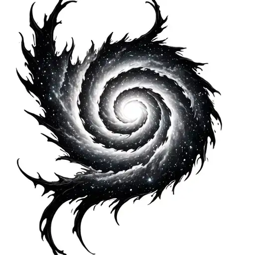 Fibonacci spiral shaped galaxy tattoo design idea