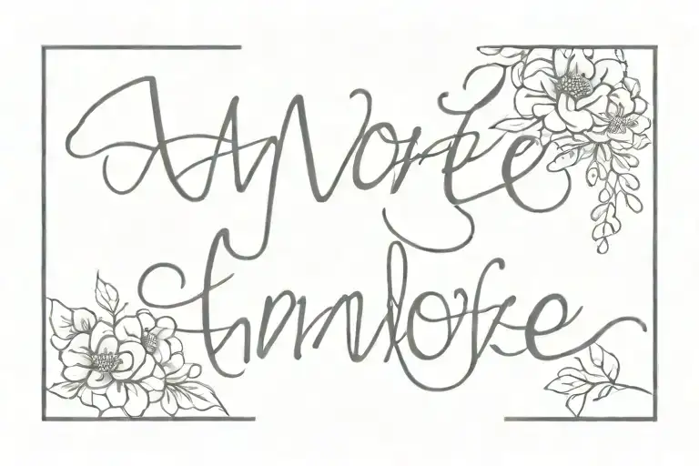 just blurry text that says 'amore' tattoo design idea