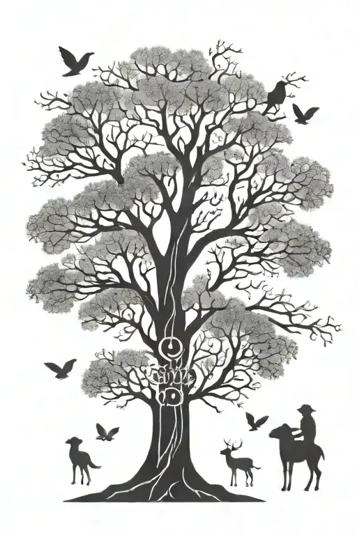family tree silhouette tattoo design idea