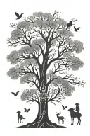 family tree silhouette tattoo design idea