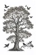 family tree silhouette tattoo design idea