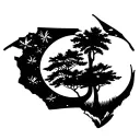 Updated Tattoo Concept:Main Design:Palmetto tree + crescent moon inside the outline of South Carolina.Text Elements: tattoo design idea