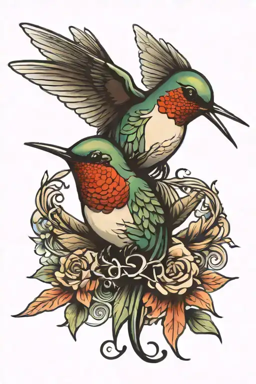 family hummingbird love infinity symbol tattoo design idea