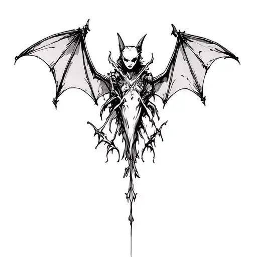 gothic bat flying tattoo design idea