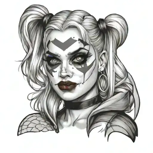 Harley Quinn Face tattoo design idea