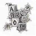 abc blocks BABYCOCO tattoo design idea