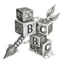 abc blocks BABYCOCO tattoo design idea