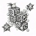 abc blocks BABYCOCO tattoo design idea