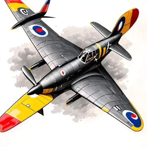 spitfire fighter plane tattoo design idea