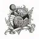 basketball with snow capped mountains tattoo design idea