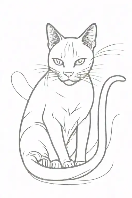 cat loafing with front arms outstretched full body tattoo design idea