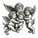3 baby cherubs holding hands tattoo design idea