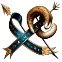 aries ram Sagittarius arrow Cancer ribbon tattoo design idea