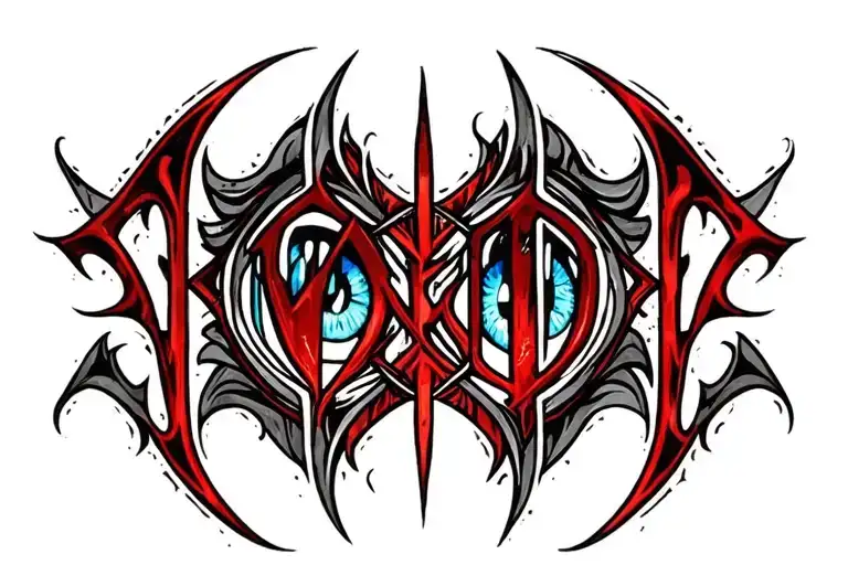 "Void" "Void" cybersigil tribal blue eye tattoo design idea