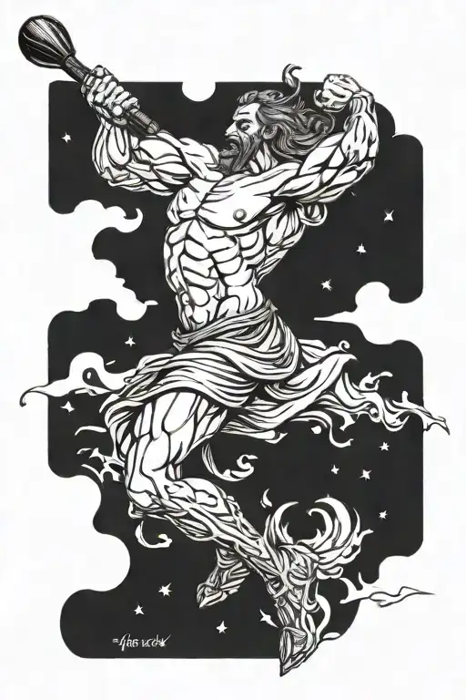 hephaestus hitting with the hammer tattoo design idea