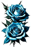 3 Blue Roses with Barbed Branches and Spikes tattoo design idea
