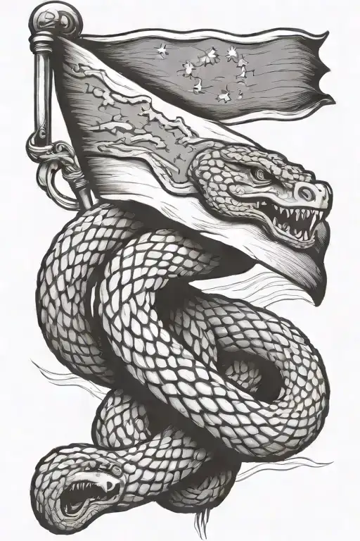 don't tread on me, come and take it flag waving tattoo design idea