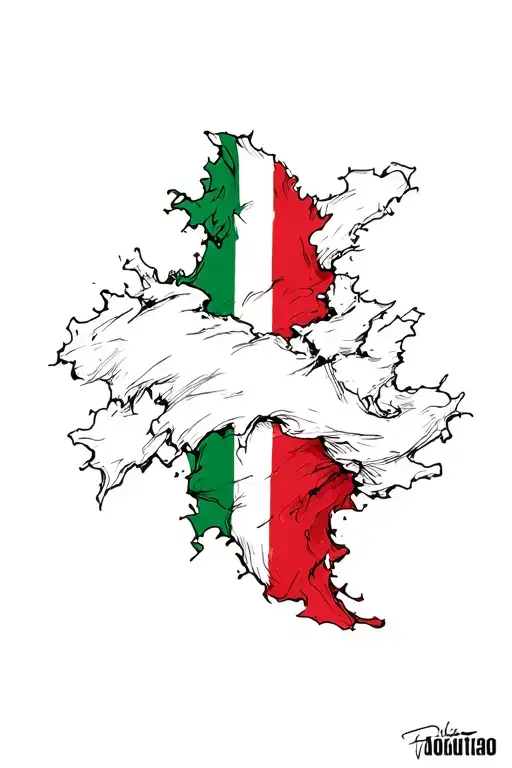 Italian flag ripping tattoo design idea
