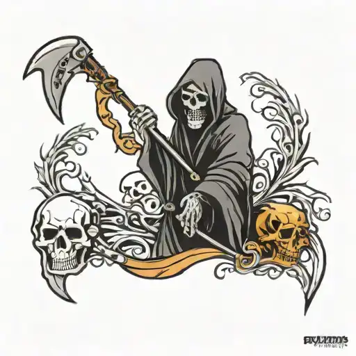 grim reaper skull candy scythe  tattoo design idea