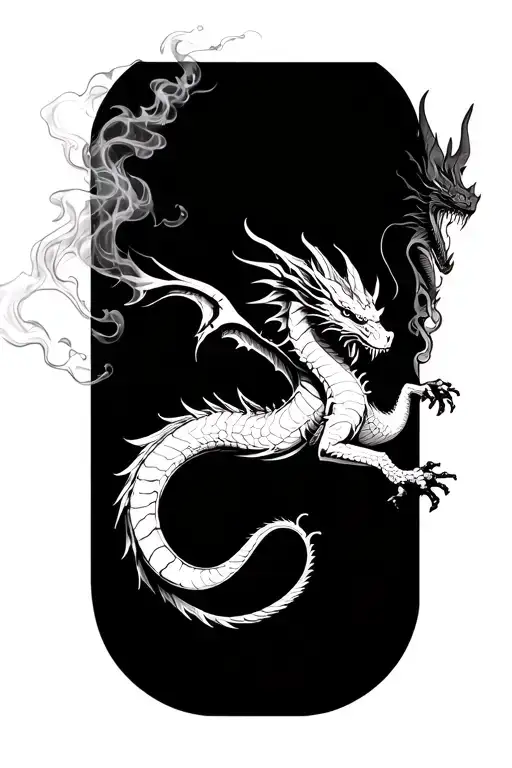 smoke dragon flying tattoo design idea