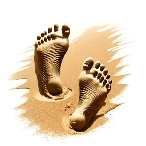 footprints in sand tattoo design idea