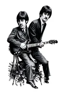 beatles themed sleeve tattoo with psychedelic art style tattoo design idea