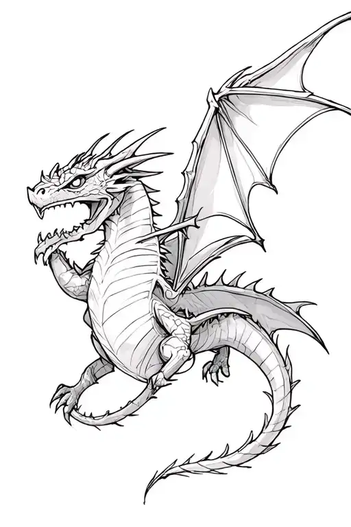 toothless the dragon flying tattoo design idea