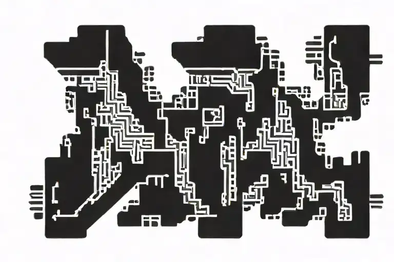 keith haring dog barking with binary code  pattern (0s and 1s ) on the inside tattoo design idea