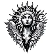 sun with wings below tattoo design idea