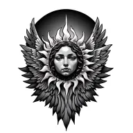sun with wings below tattoo design idea