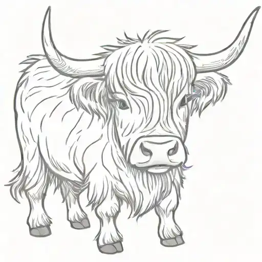 cute highland cow tattoo design idea